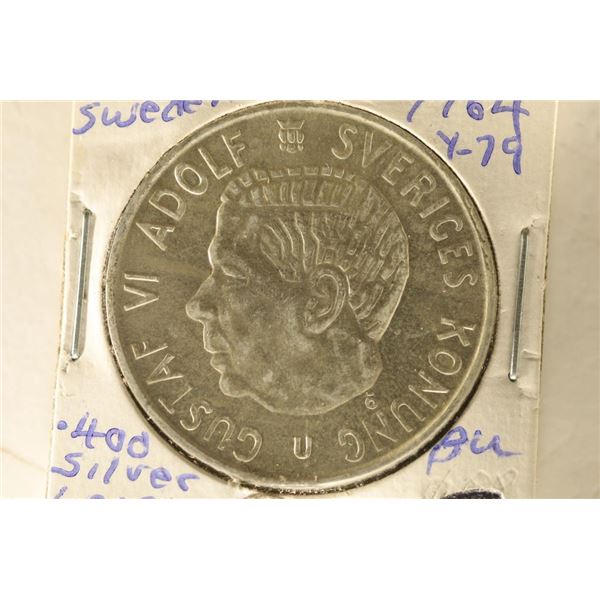 1964 SWEDEN SILVER 2 KRONER BU .18 OZ. ASW