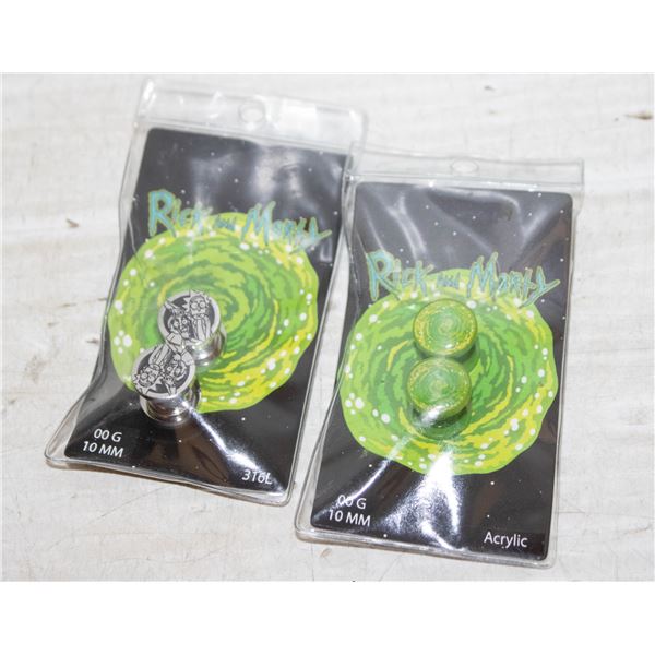 2 RICK AND MORTY 10MM EARING PLUGS