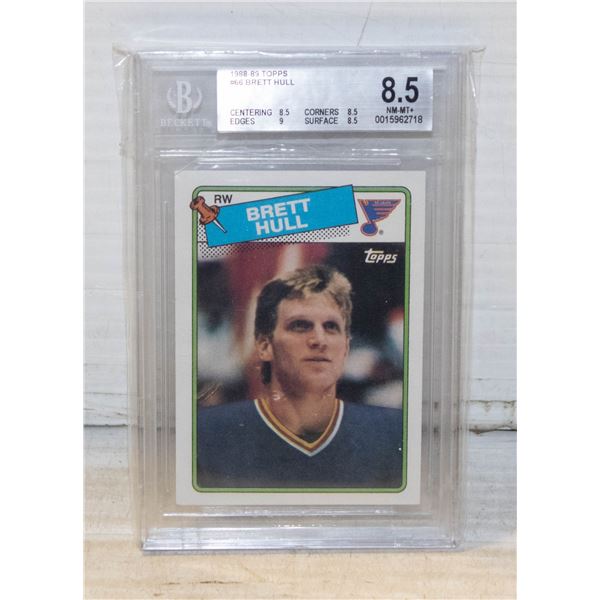 1988-89 TOPPS BRETT HULL ROOKIE GRADED 8.5