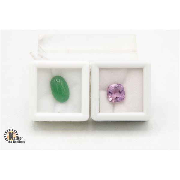 #233-AMETHYST  2.85CT CT & GREEN  AVENTURINE 4.25