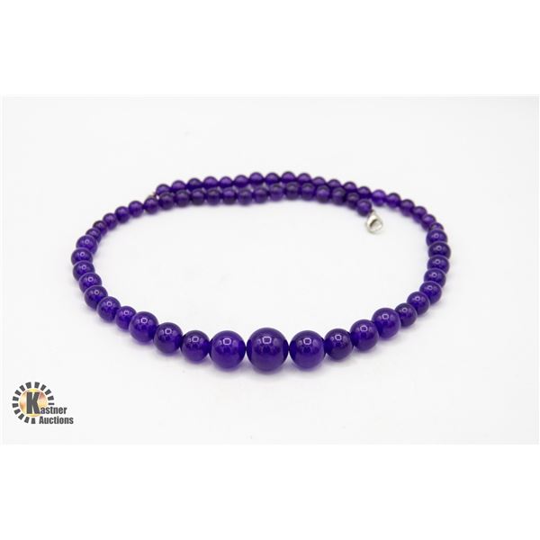 #199-NATURAL PURPLE JADE NECKLACE