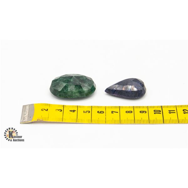 #121-BLUE SAPPHIRE/GREEN EMERALD 138.70 CT