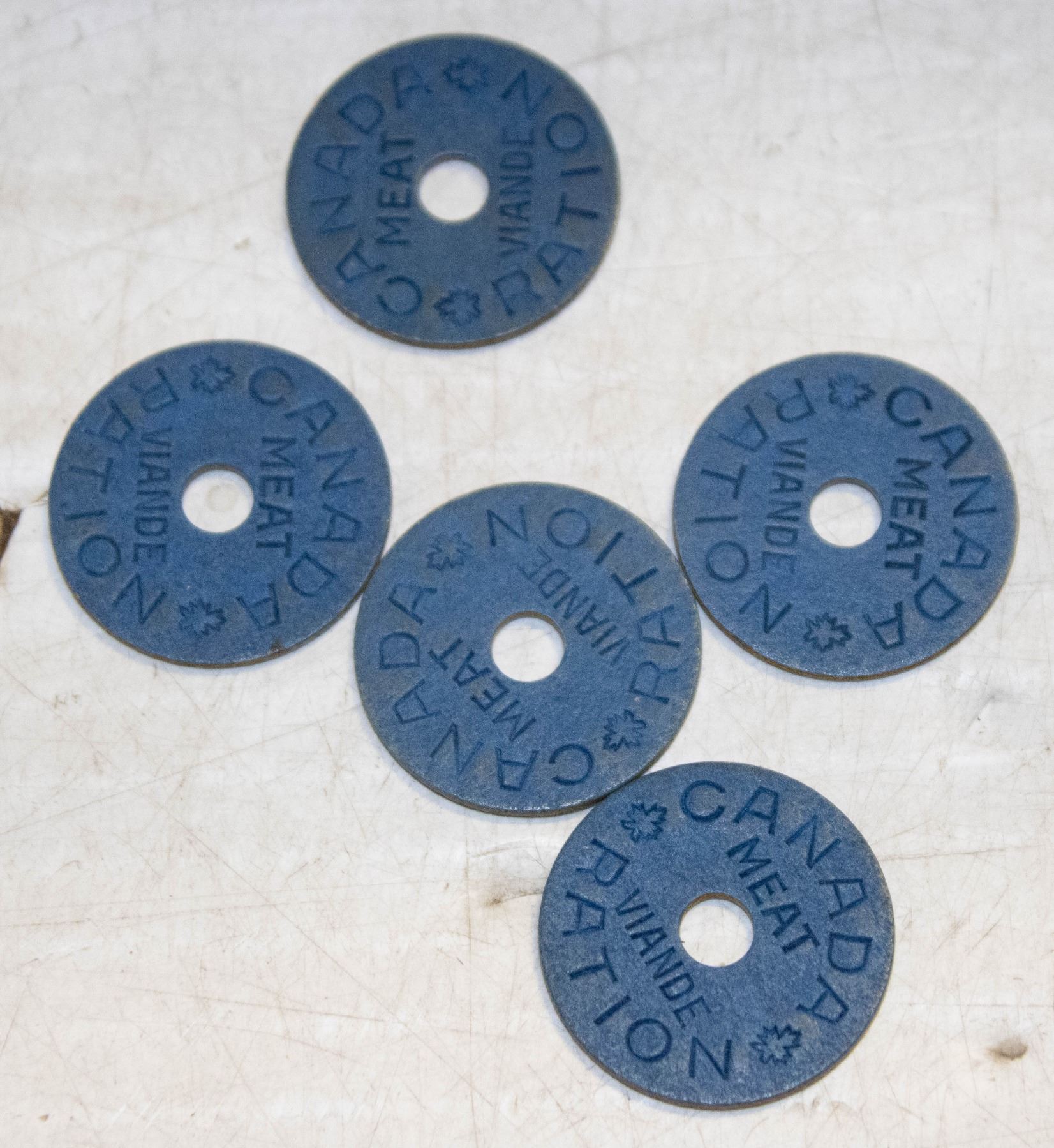 Meat Ration Token LOT OF 5 WWII CANADA MEAT RATION TOKENS