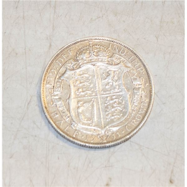 1911 SILVER GREAT BRITAIN HALF CROWN COIN