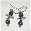 Image 1 : SILVER STAMPED MALACHITE GEM EARRINGS