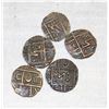 Image 1 : 1835-1910 LOT OF 5 OLD BHUTAN 1/2 RUPEE COINS