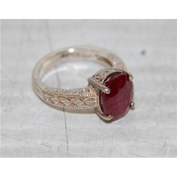 5.28 CARATS RED RUBY SILVER RING