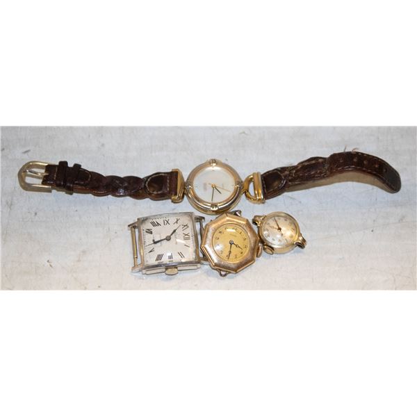 LOT OF 4 OLD WATCHES 2 GOLD FILLED