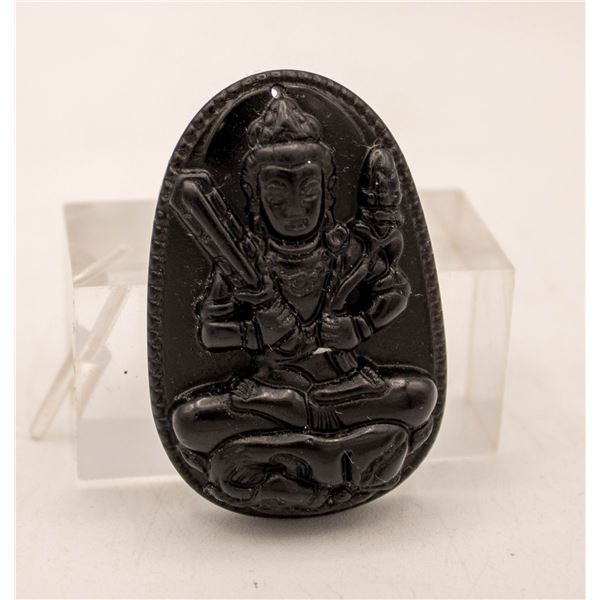 #02-NATURAL BLACK OBSIDIAN BUDDHA PENDANT