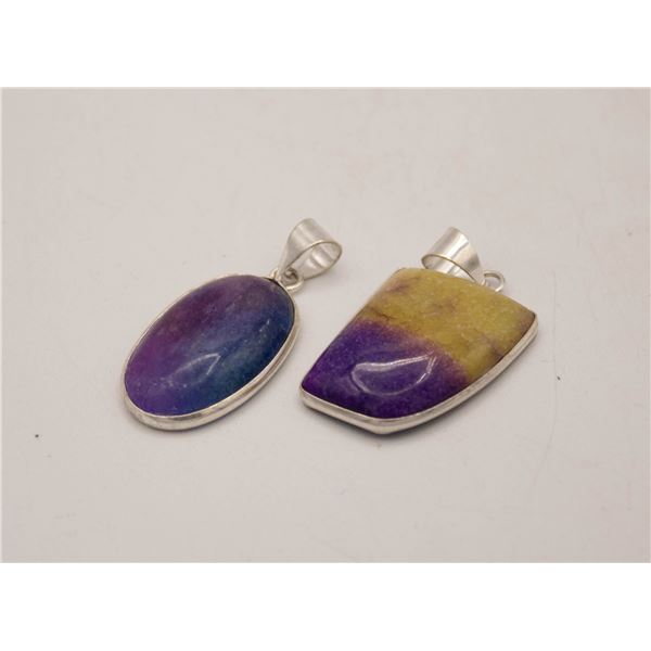 #185-NATURAL RAINBOW SOLAR QUARTZ PENDANT 2 PCS