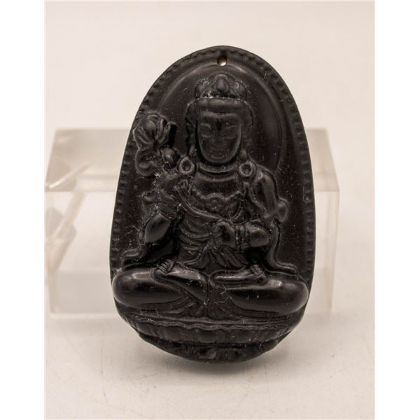 #06-NATURAL BLACK OBSIDIAN BUDDHA PENDANT