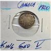 Image 1 : 19)  CANADIAN 1920 5 CENT COIN, 80% SILVER.