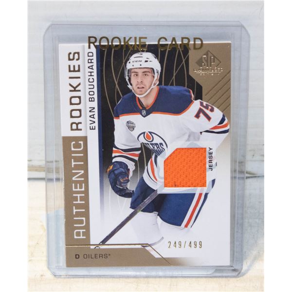 OILERS' EVAN BOUCHARD ROOKIE JERSEY HOCKEY CARD