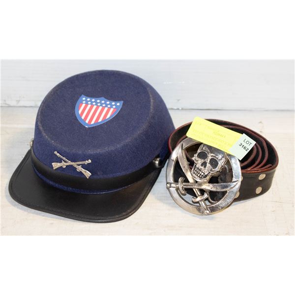 ESTATE VINTAGE HAT & PIRATE VINTAGE LEATHER BELT