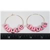 Image 1 : NEW PINK BEAD MESSAGE HOOP EARRINGS
