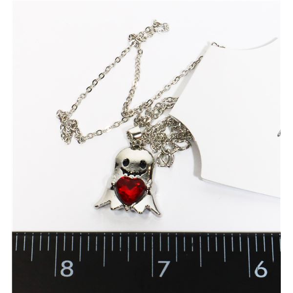 NEW HEART FELT GHOST PENDANT AND CHAIN