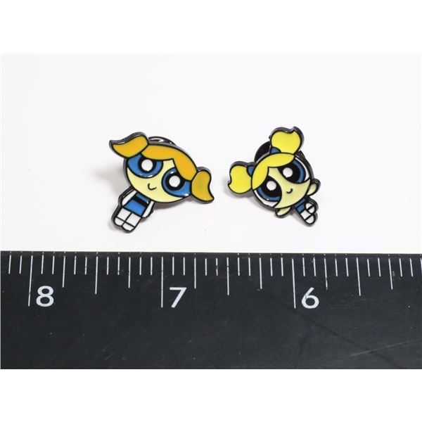 2 NEW POWERPUFF BUBBLES THEME LAPEL PINS