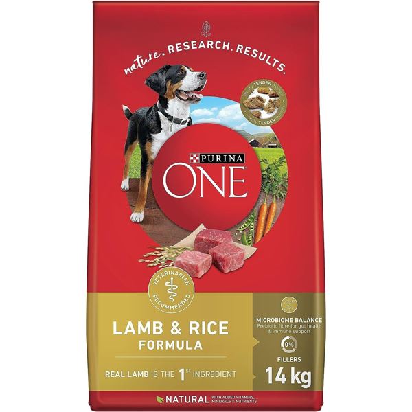 NEW PURINA ONE 14KG BAG OF LAMB & RICE FORMULA DOG