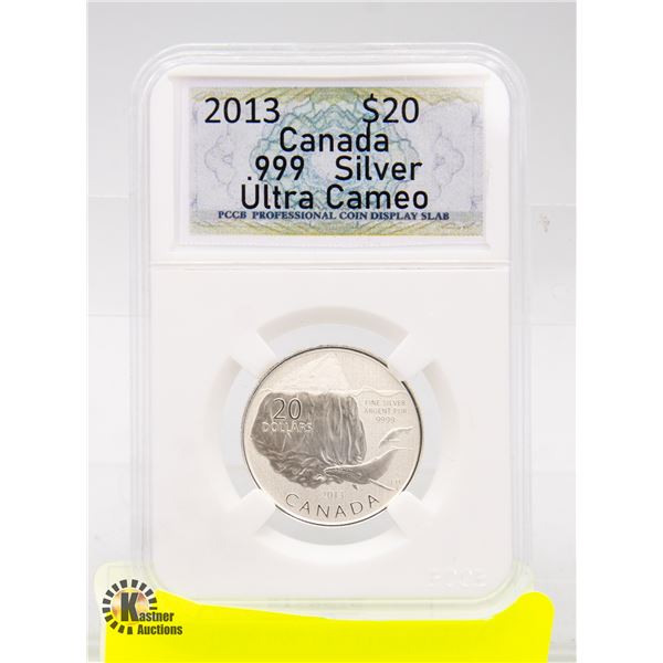 CANADA 2013 $20 .999 PURE SILVER CAMEO