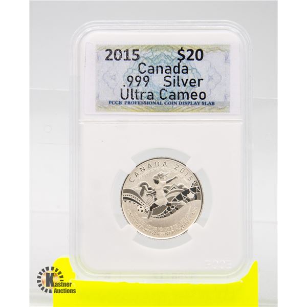 CANADA 2015 $20 .999 PURE SILVER CAMEO