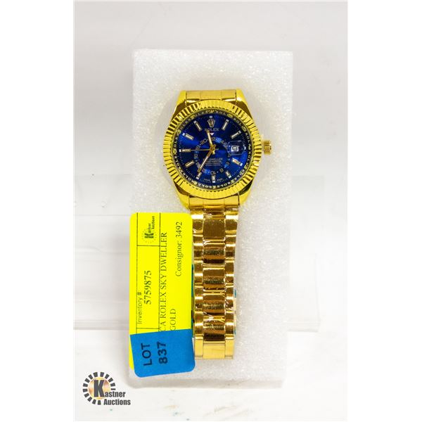 REPLICA QUARTZ ROLEX SKY DWELLER BLUE/GOLD