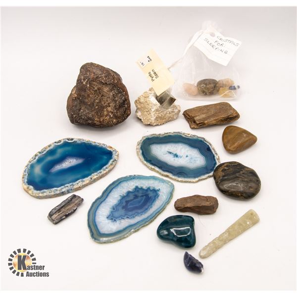 BOX WITH GEMSTONES, CUT GEODE,