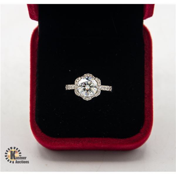 GRA CERTIFIED 2.00 CT ROUND MOISSANITE VS SET IN