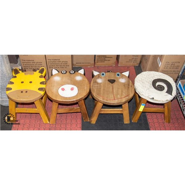 4 WOODEN STOOLS