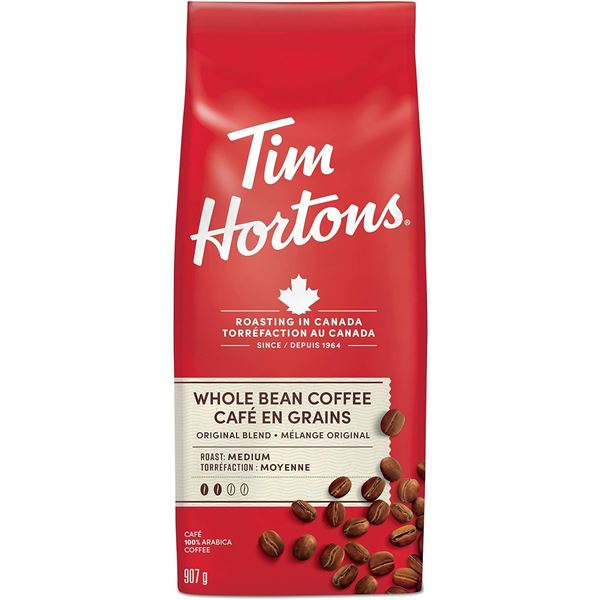 NEW 907G TIM HORTONS ORIGINAL WHOLE BEAN