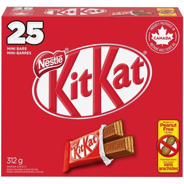 NEW 25 PACK OF KIT KAT MINI BARS, 312G