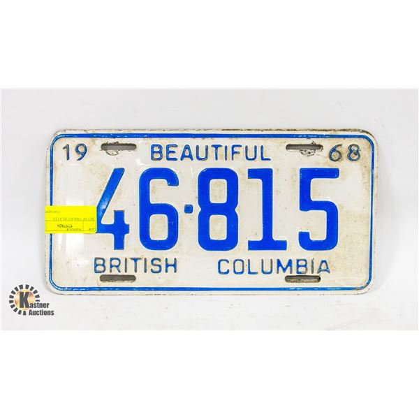 PAIR OF 1968 B.C PLATES