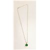 Image 1 : NEW GREEN CZ PENDANT NECKLACE STAMPED