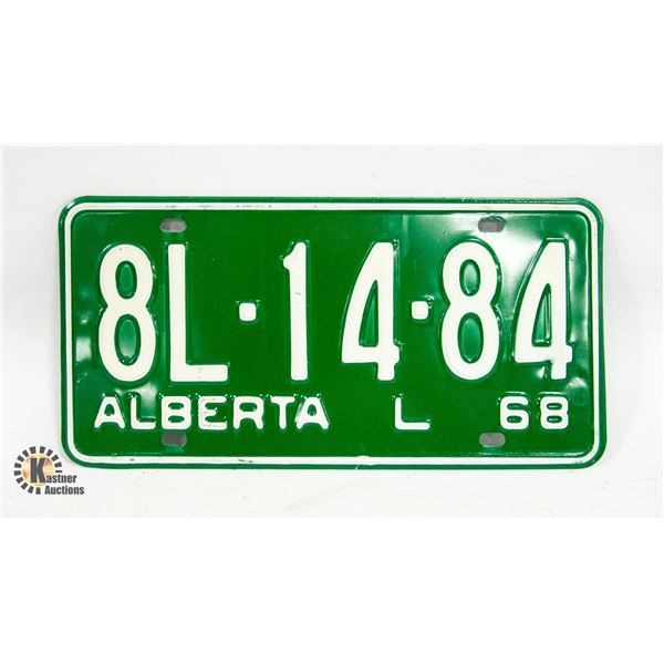 1968 UNUSED LICENSE PLATE