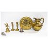 ESTATE BRASS BELLS, CANDLE HOLDERS & PITCHER JUG