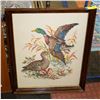 Image 1 : LARGE NEEDLE POINT DUCK PICTURE 20.75" X 27"