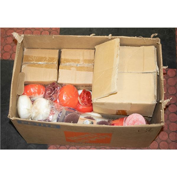 BOX OF CANDLES AND HOLDERS
