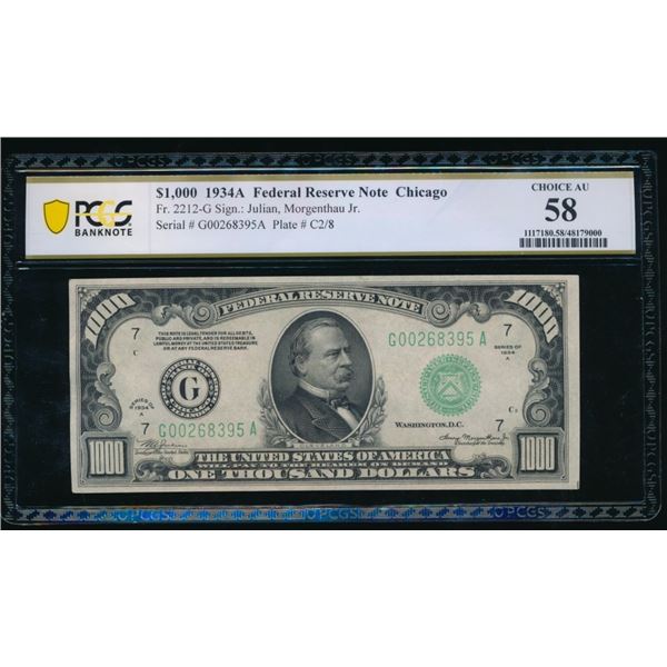 1934A $1000 Chicago FRN PCGS 58