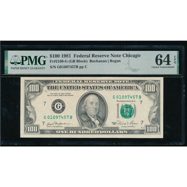1981 $100 Chicago FRN PMG 64EPQ