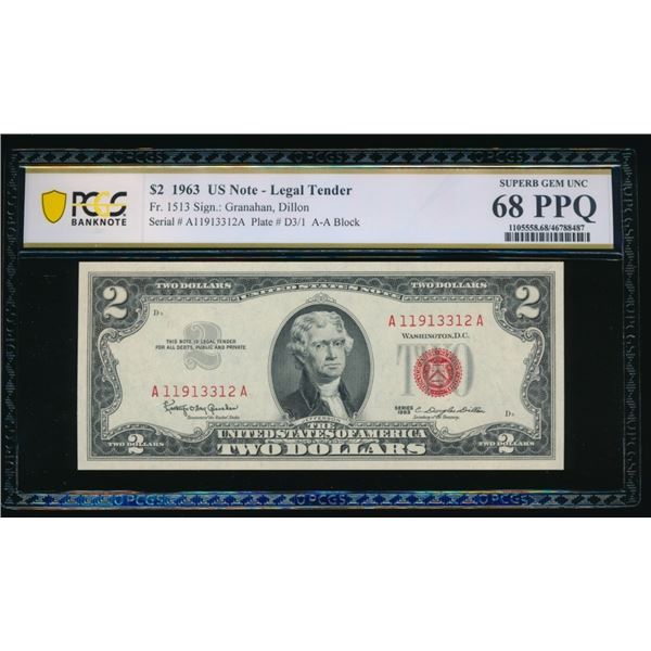 1963 $2 Legal Tender Note PCGS 68PPQ