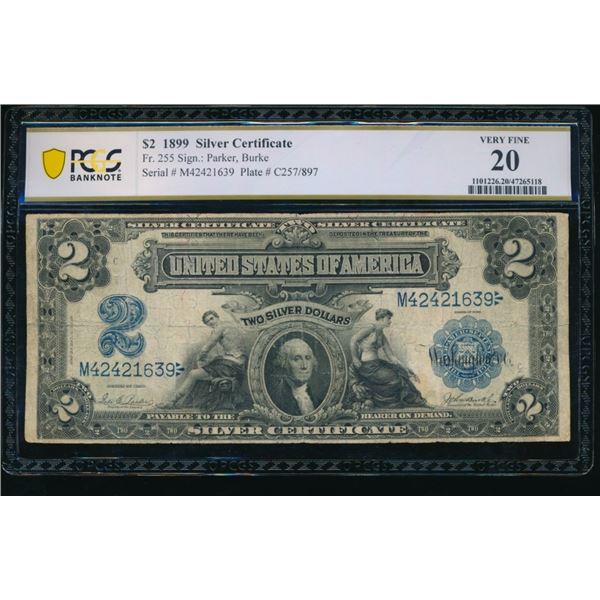 1899 $2 Mini Porthole Silver Certificate PCGS 20