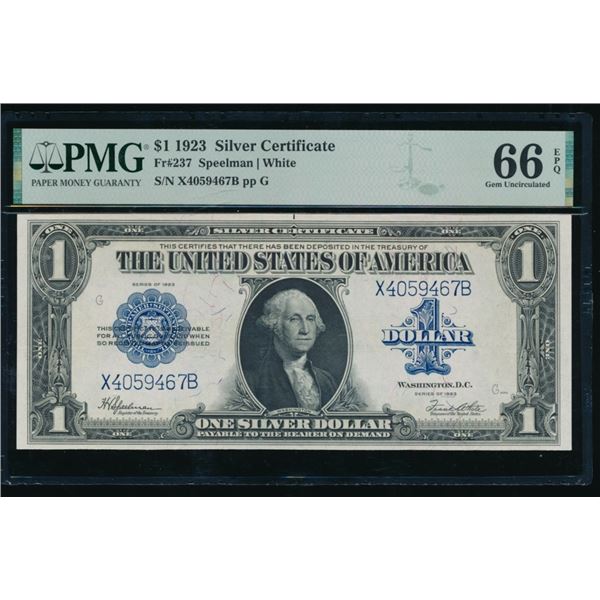 1923 $1 Silver Certificate PMG 66EPQ