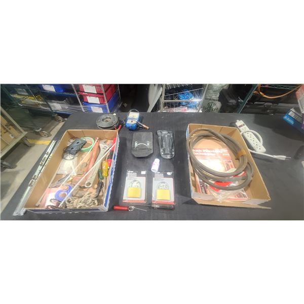 MISC: DWEN TACHO METER , POWER BAR, PADLOCKS, PIPE WRENCH14" AND OTHER