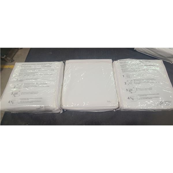 THREE TWIN XL 39 X 80 X 12" MATTRESS ENCASEMENTS - NEW - PACKAGING MAY BE DAMAGED