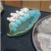 Image 3 : LARGE PARTY PLATTER ON LAZY SUSAN AND STONEWARE DISH