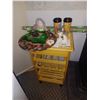 Image 1 : KITCHEN STAND WITH CERAMIC TOP AND WINE RACK C/W ALL CONTENTS INCL ON TOP