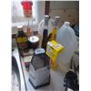 Image 1 : ASSORTED CAN GOODS, OILS, OJ, VINEGAR AND GRADER USE AT BUYERS OWN RISK