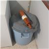 Image 1 : GARBAGE CAN C/W LARGE WOOD ROLLING PIN , SEALED 10 KG BAG OF WHOLE WHEAT FLOUR AND APPROX 6 KG OF WH