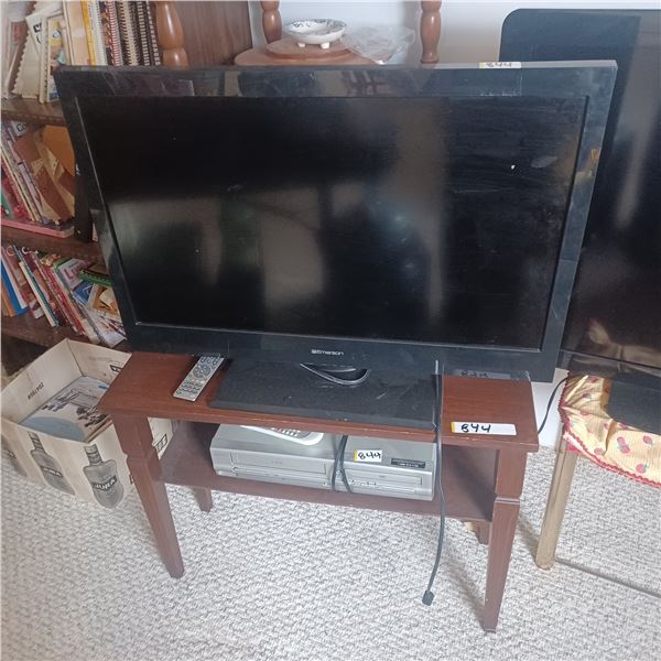 EMERSON 14 INCH TV C/W STAND AND VHS/ DVD PLAYER