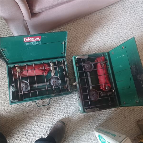 2 COLEMAN FUEL 2 BURNER CAMP STOVES