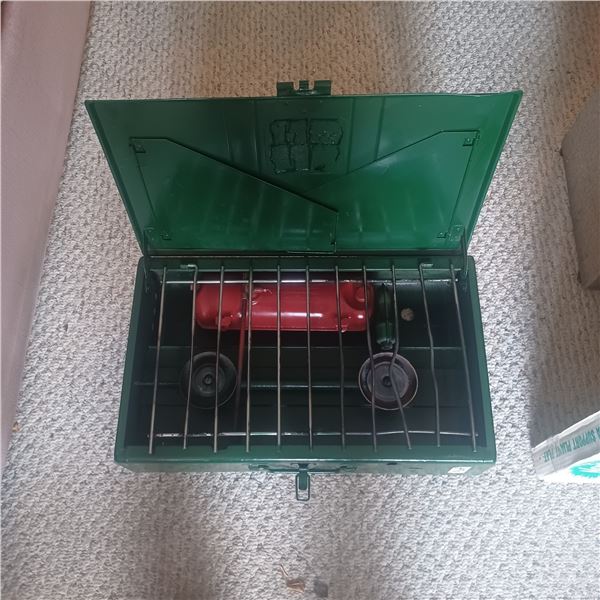 LARGE  COLEMAN FUEL 2 BURNER CAMP STOVES